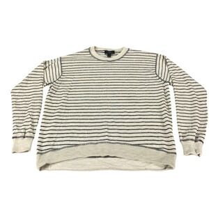 J.Crew Merino Wool Striped Metallic Sweater Womens Small Cream Black Crewneck